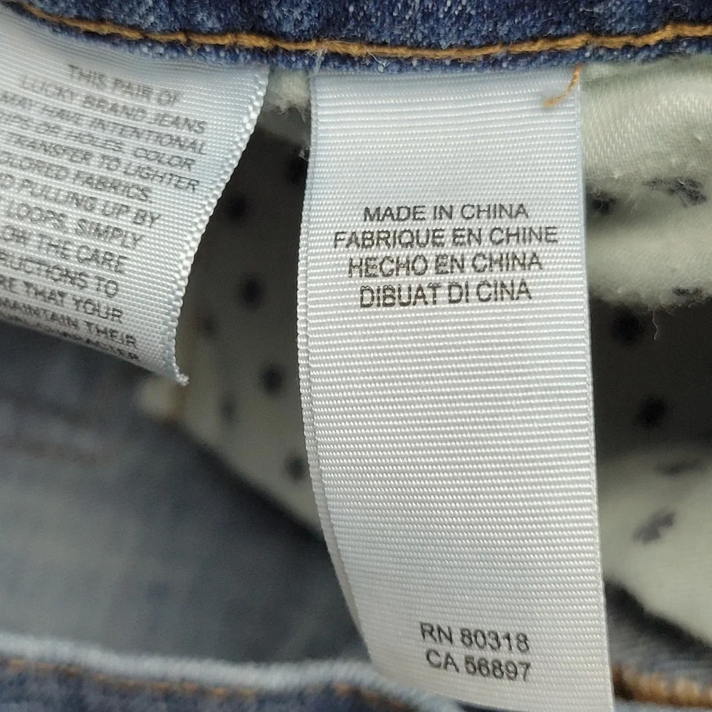 Lucky Brand Jeans Mens 34X30 Blue Denim Whiskered 221 Straight Leg Everyday